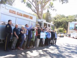 Los Gatos + neighbors get $7M for wildfire defense check presentation in front of fire truck