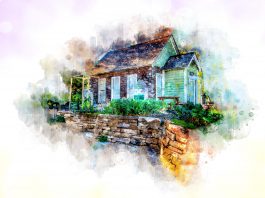 psychedelic house watercolor