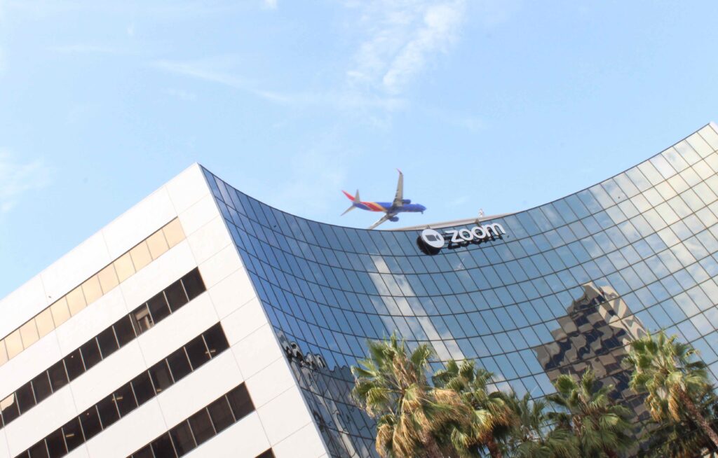 airplane over zoom hq in San Jose
