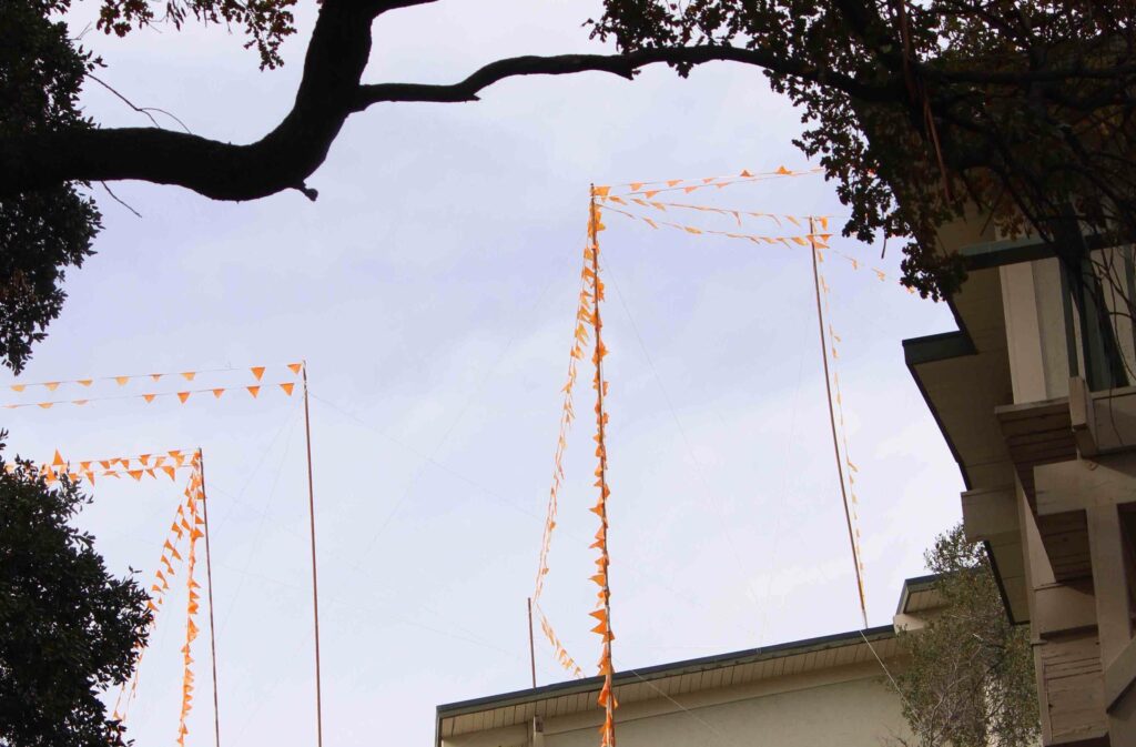 Flags fly outside Los Gatos Meadows