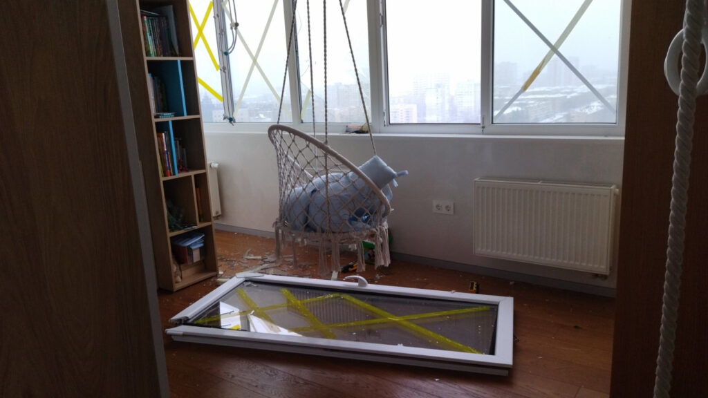 damage to boy's room in Ukrainian city