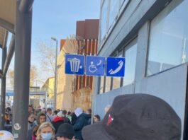 Refugees at the Tijuana border crossing