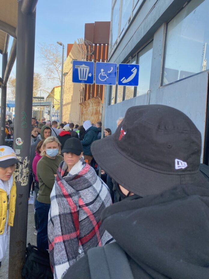 Refugees at the Tijuana border crossing