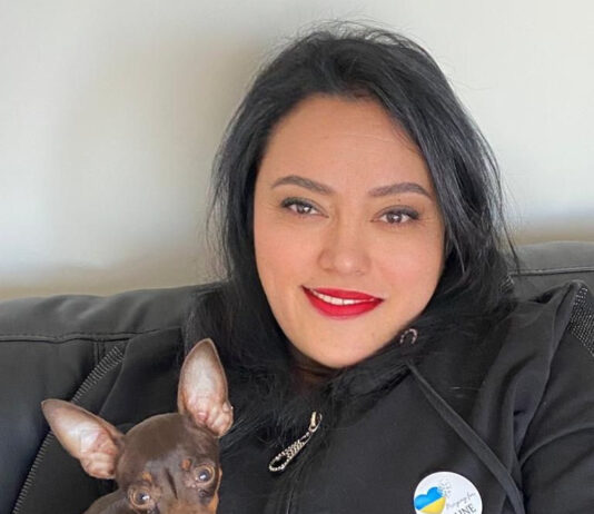 Elena Kramerova with her dog