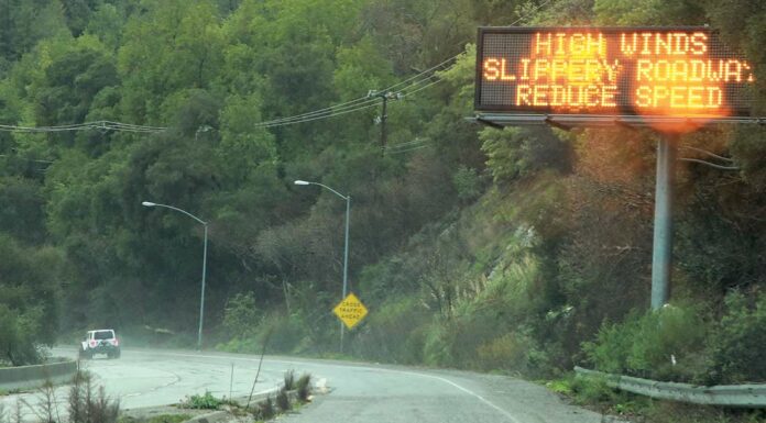 highway 17 sign rain storm