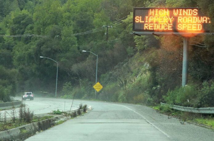 highway 17 sign rain storm