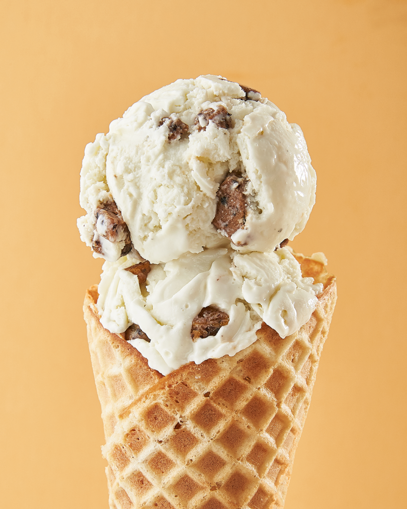 ice cream in a waffle cone