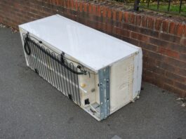 discarded fridge on the street