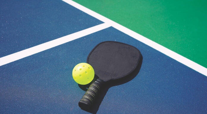 pickleball paddle and ball