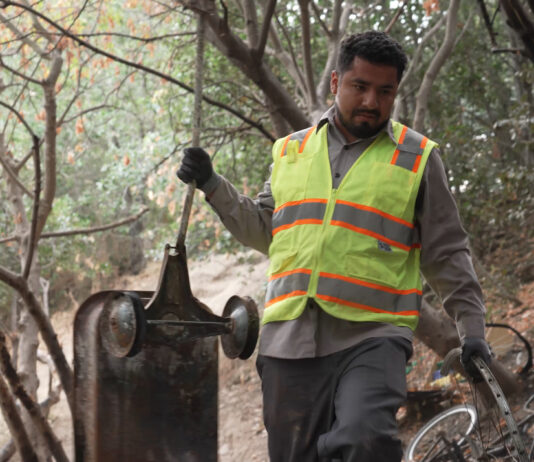 cleaning up trash