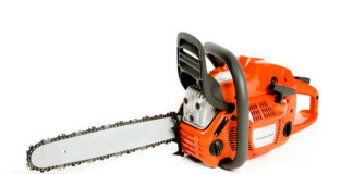 chainsaw on white background