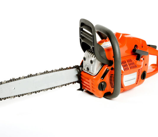 chainsaw on white background