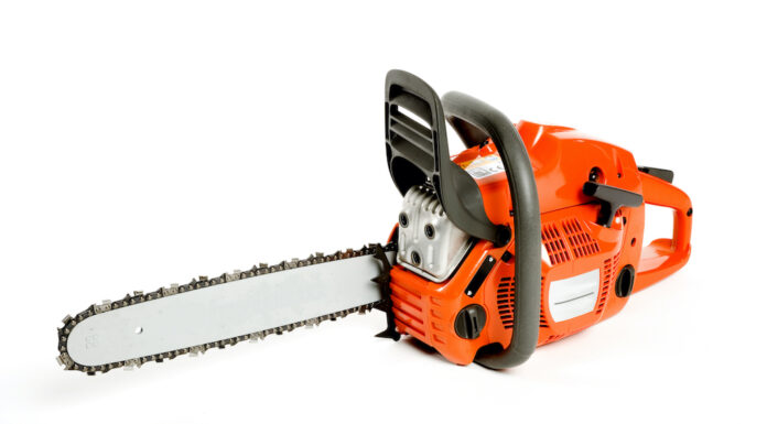 chainsaw on white background