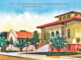 los gatos library postcard historic