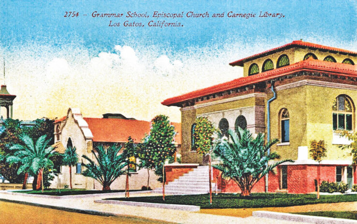 los gatos library postcard historic