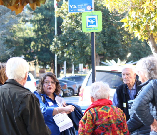 VTA teams-up with Los Gatos to get seniors on the bus Seniors wait for the bus