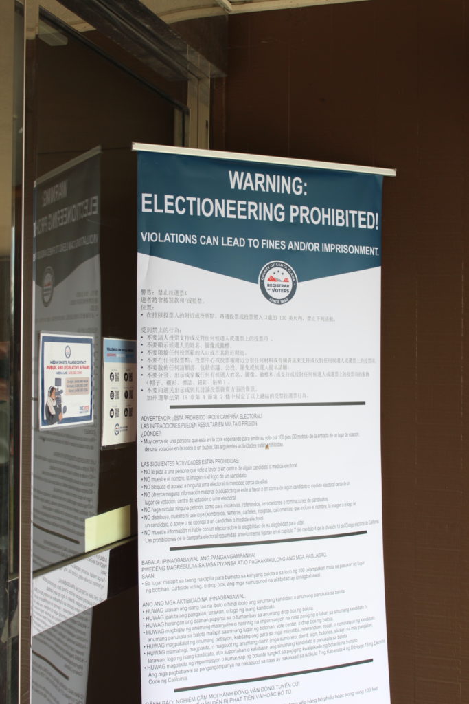 Electioneering Prohibited sign