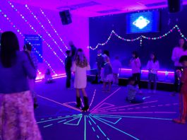 Calvary Church in neon