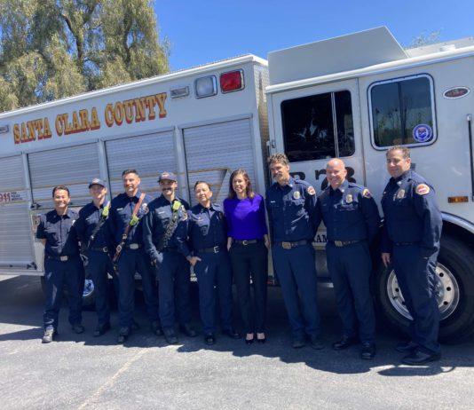 FCC chairwoman with Santa Clara County firefighters