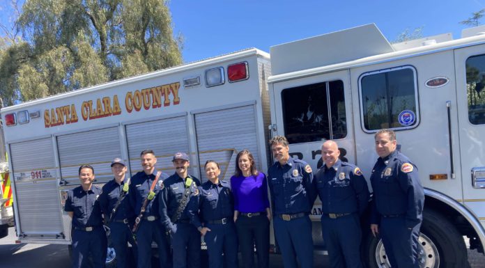 FCC chairwoman with Santa Clara County firefighters