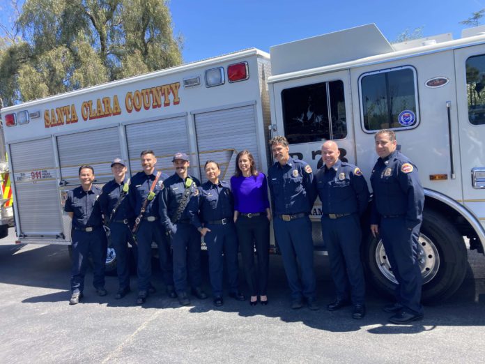 FCC chairwoman with Santa Clara County firefighters