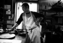 chef in black and white photo