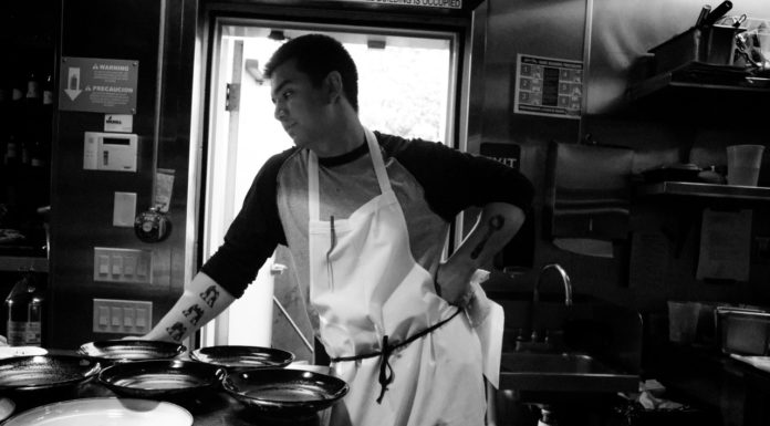 chef in black and white photo