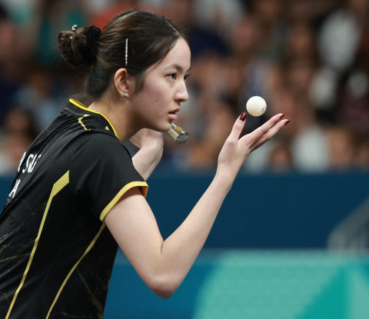 Table tennis player from Campbell makes viral Olympics debut Rachel Sung with ping-pong ball