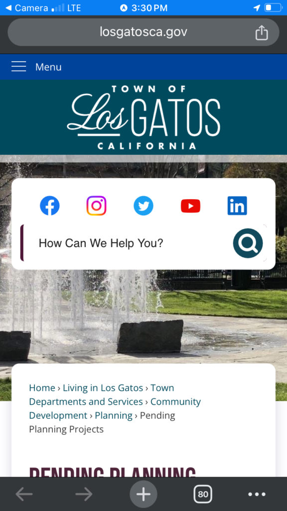 Los Gatos Town Planning Website