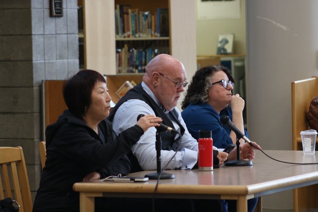 three District officials at the town hall meeting