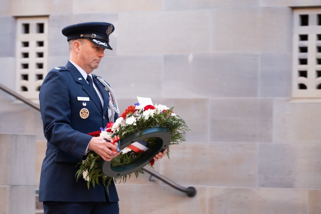 laying a wreath