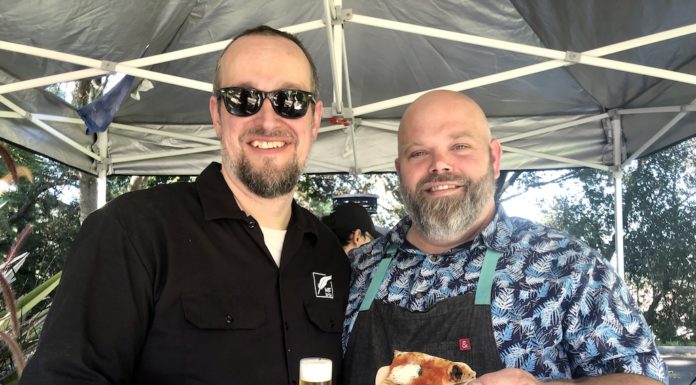 beer and pizza, two chefs