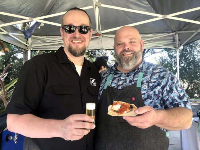 beer and pizza, two chefs