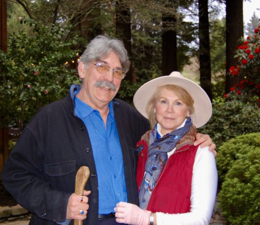 Owners of Nestldown—a hidden world in the redwoods that hosts weddings and other events—looking forward to the next chapter The Becks outside