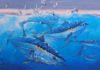fish and bird art - blue