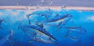 fish and bird art - blue