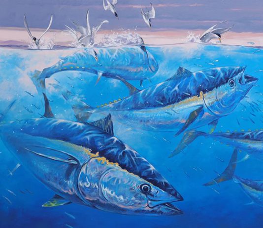 fish and bird art - blue