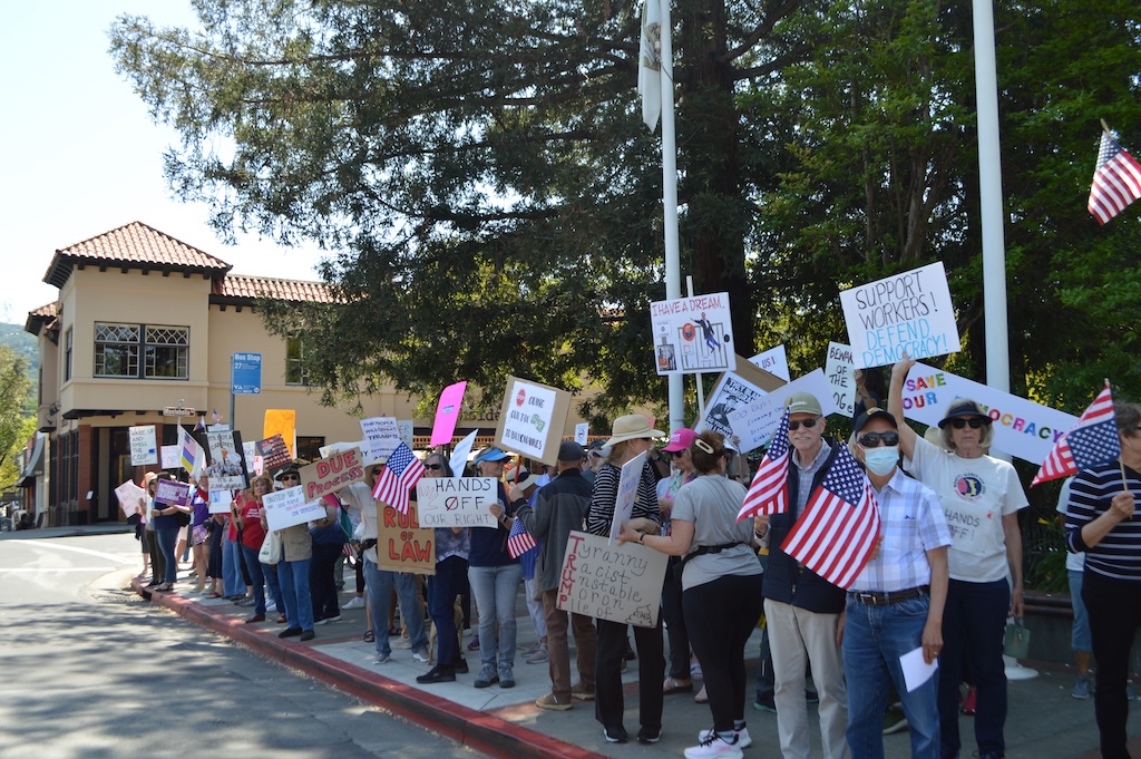 anti-Trump protesters in Los Gatos