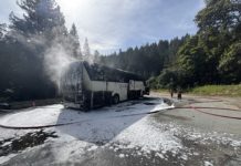 bus fire put out