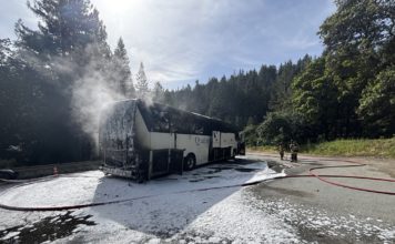 bus fire put out