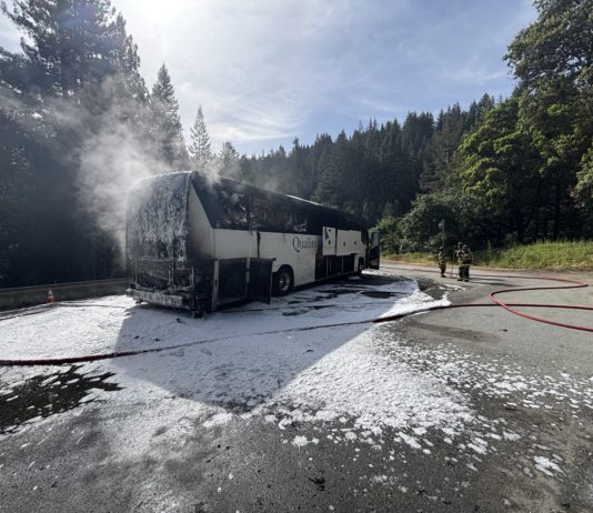 bus fire put out