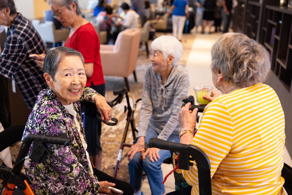 ribbon-cutting event seniors having fun