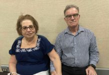 Jewish couple holds hands outside Council