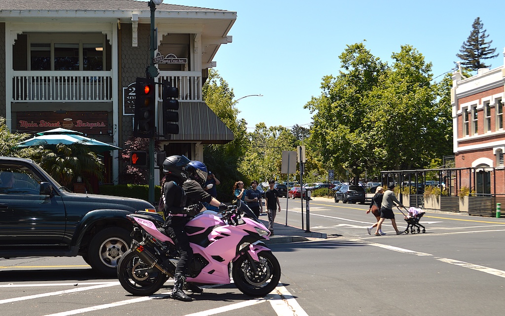 pink motorcycle in Silicon Valley
