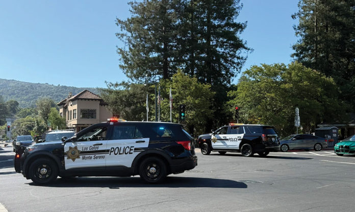 Police car in a parking lot
