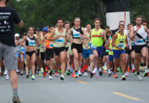 People running in a big group