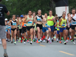 People running in a big group
