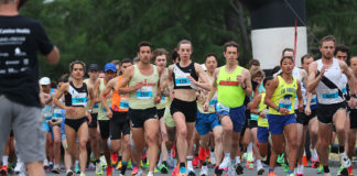 People running in a big group