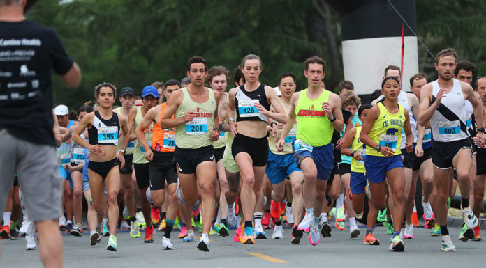 People running in a big group