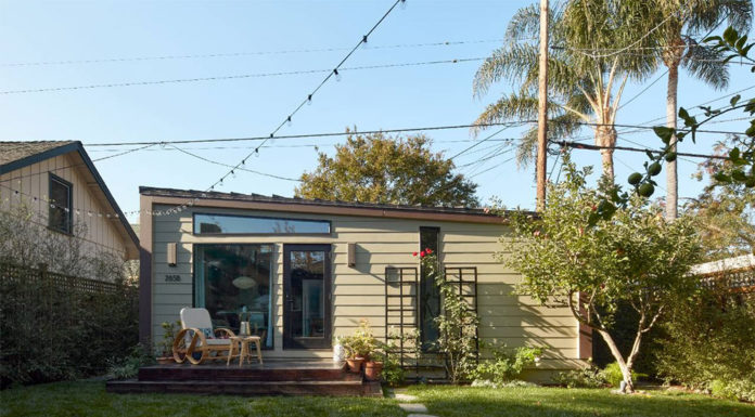 Small structure in a surburban back yard